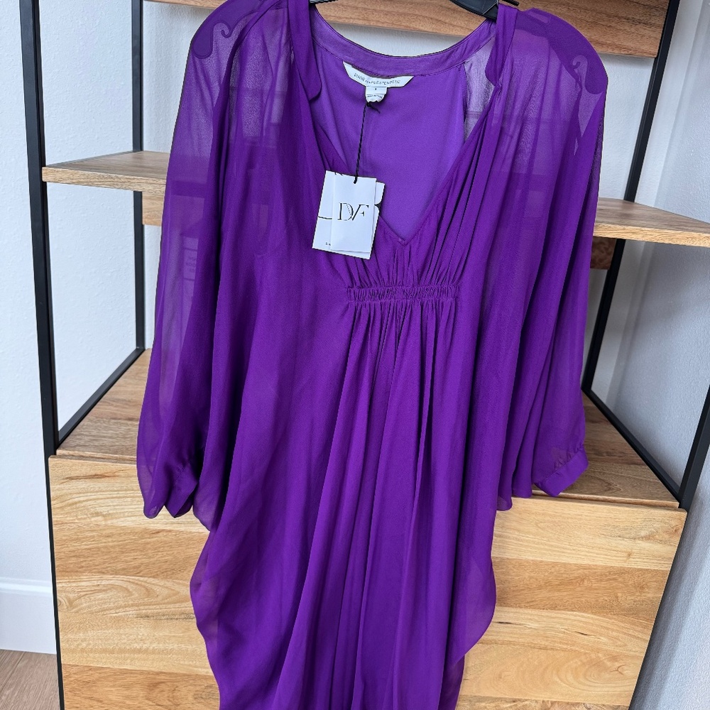 NWT! Diane Von Furstenberg Fleurette Dress, size 8, purple